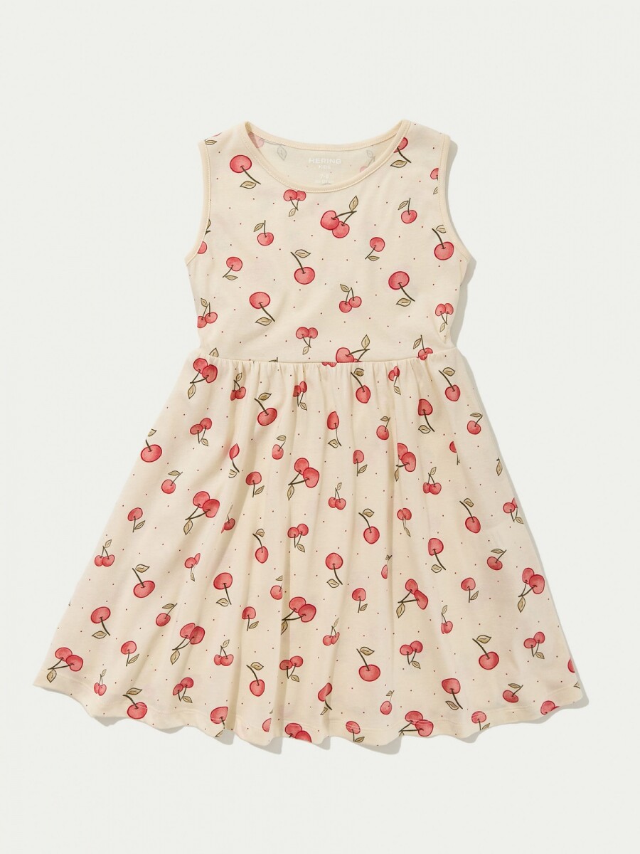 VESTIDO INFANTIL CON ESTAMPADO - BEIGE 