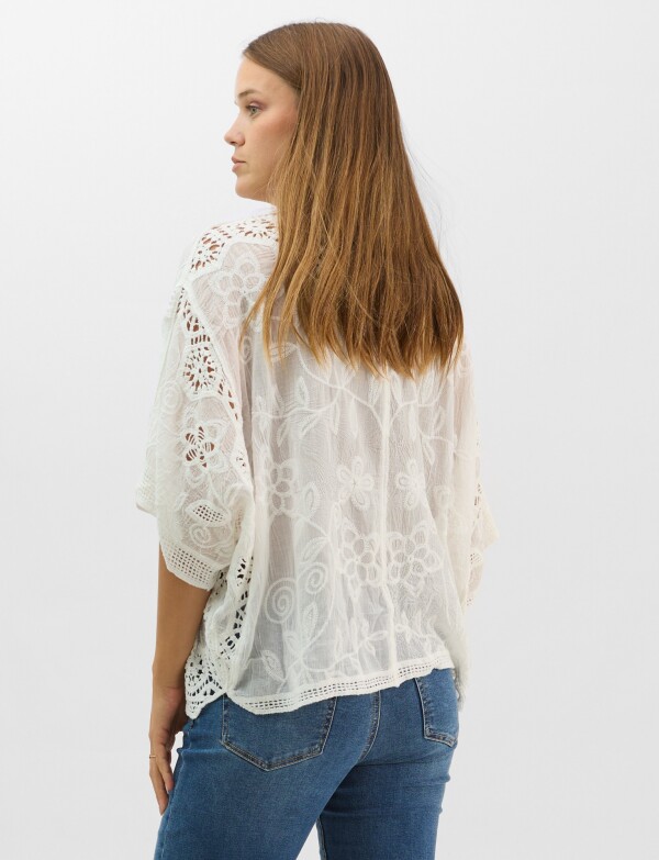 Cardigan Algodon Bordado BLANCO