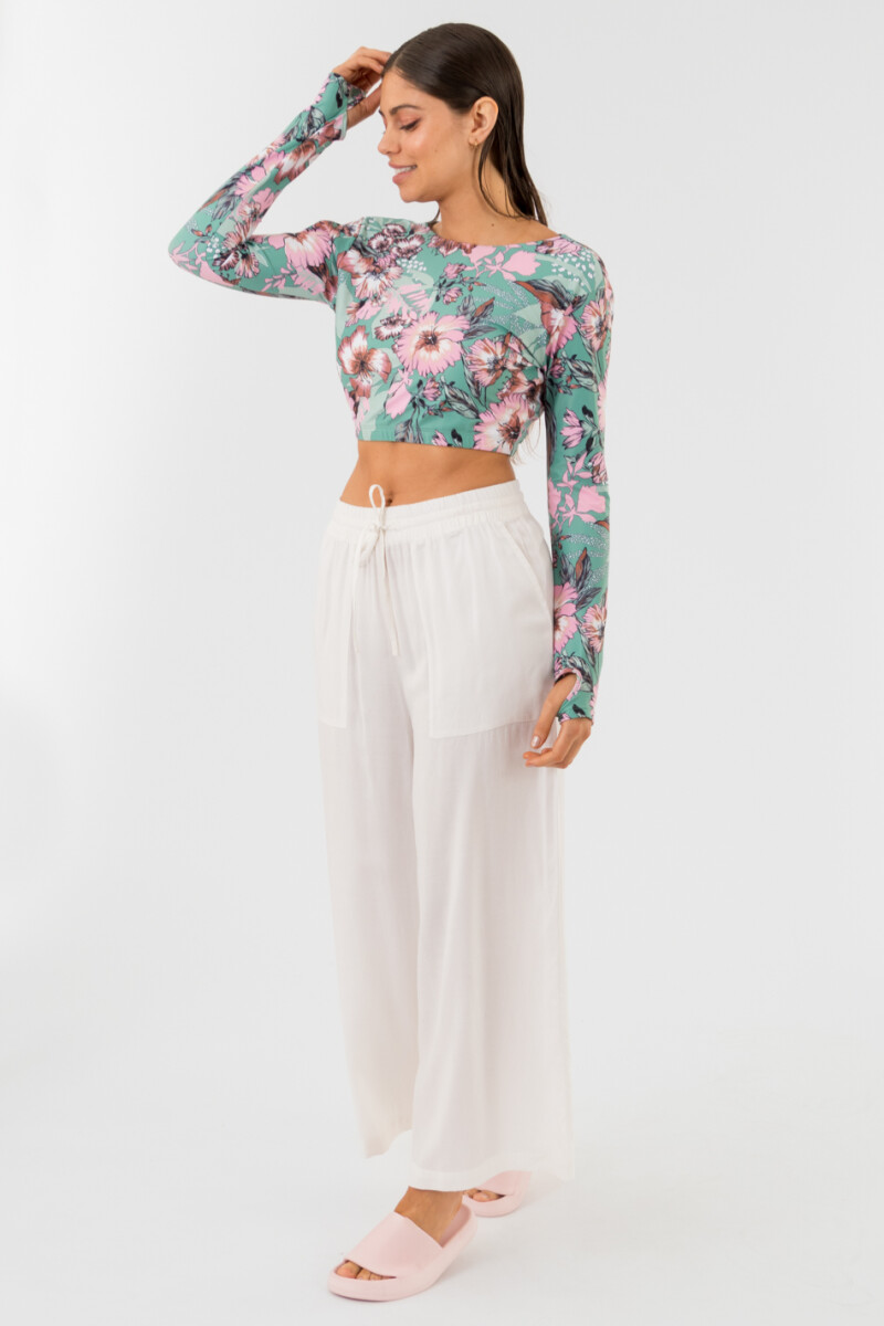 Crop top surf Green hibiscus