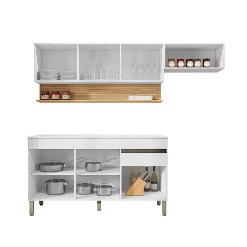 JUEGO COCINA MODULAR BLANCO LINE MDP MELAMINA BLANCO
