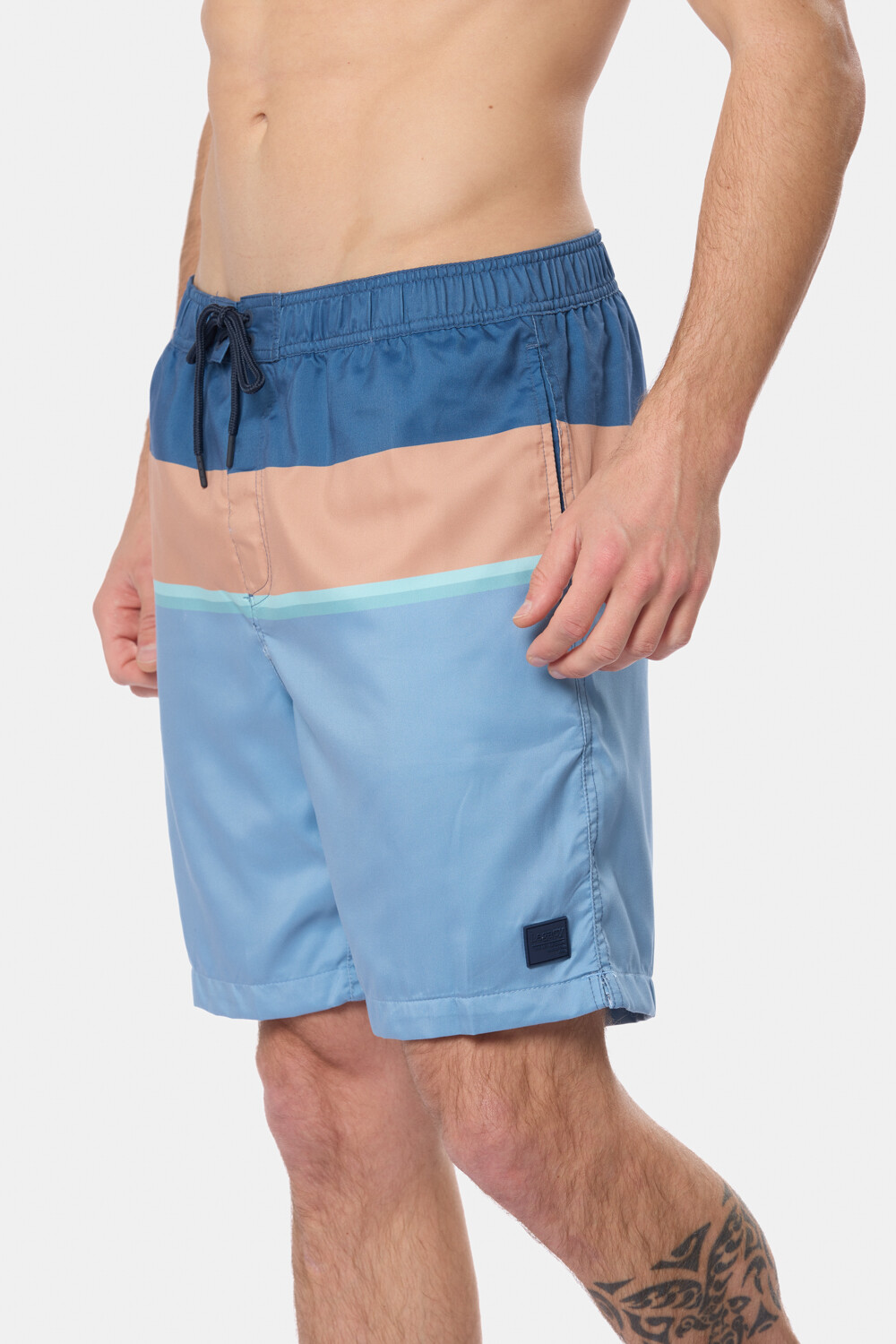 BERMUDA DE BAÑO RAYADA Azul