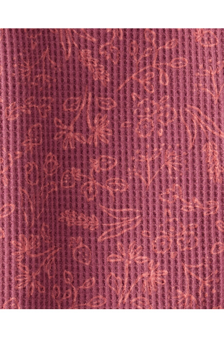 Pijama una pieza de algodón térmico, con pie, diseño floral Sin color