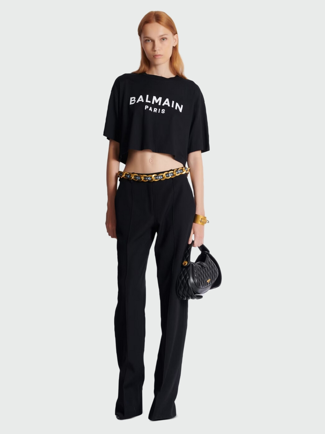 Balmain -Remera de algodón con estampado Balmain Paris Negro