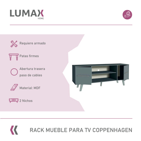 Rack Mueble TV Lumax Coppenhagen 136 cm Gris Rack Mueble TV Lumax Coppenhagen 136 cm Gris