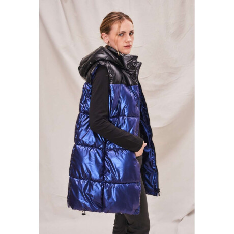 Chaleco Largo Combinado Azul