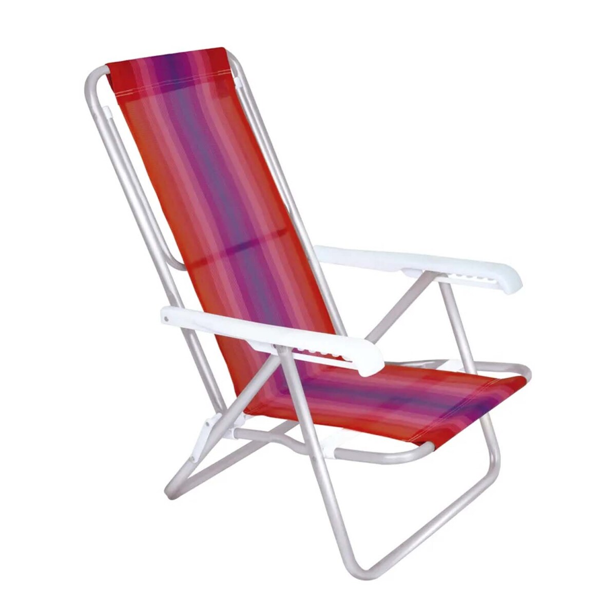Reposera Silla Reclinable De Playa 4 Posiciones Aluminio - Coral/violeta 