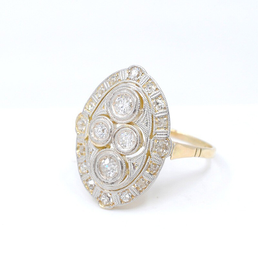 Anillo En Oro 18K, Brillantes Y Diamantes Anillo En Oro 18K, Brillantes Y Diamantes
