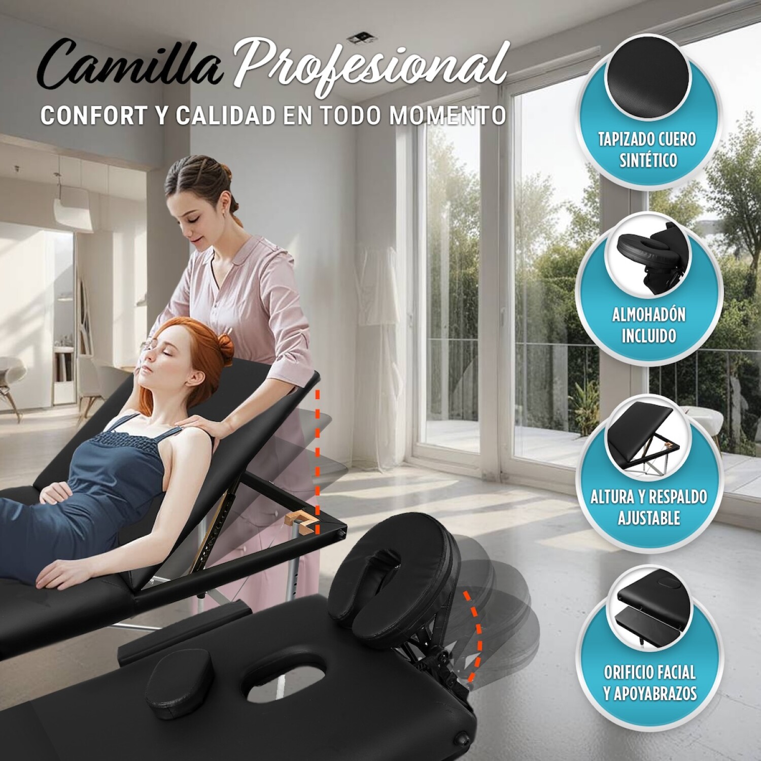 Camilla Masajes Respaldo Reclinable Plegable Cosmetologia