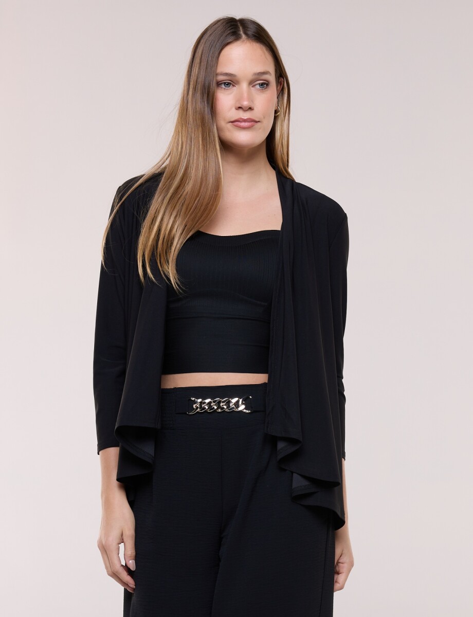 Cardigan Fluido Abierto - Negro 