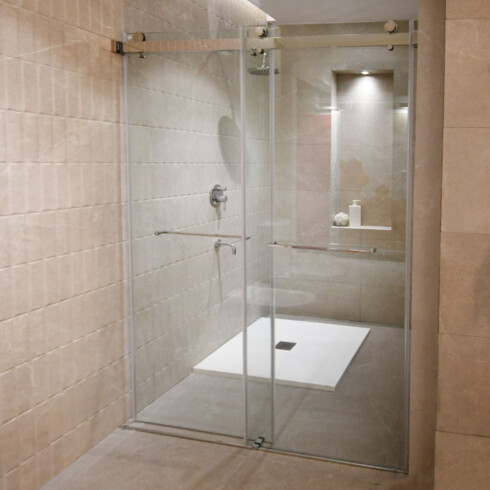 Mampara de Vidrio 8mm con Perfiles de Aluminio 120x200 cm GRIS