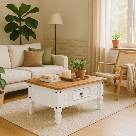 Mesa de living Linea Naturale Blanco/Roble