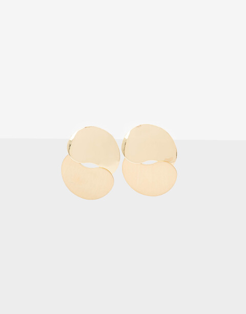 Aros Colgantes Largos Metal Aros Chapones De Metal - Dorado