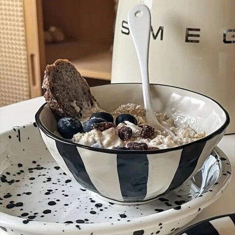 Bowl de cerámica rayas negro