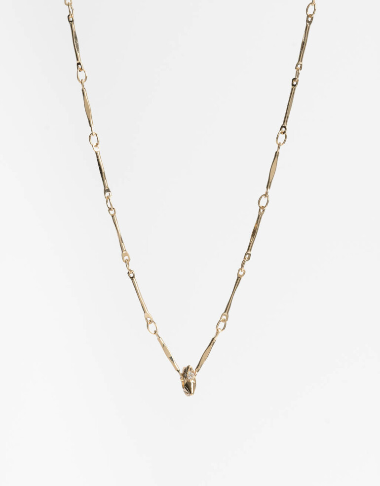 Cadena Corta con Dije Strass Collar Cadena Con Cubic - Dorado