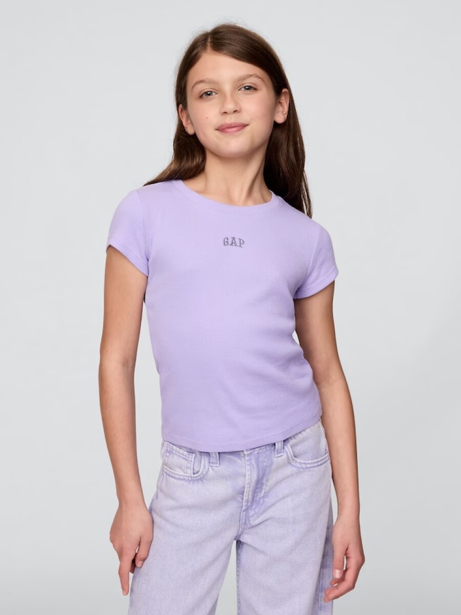 Remera Logo Ribbed Niña - Warm Violet 568 