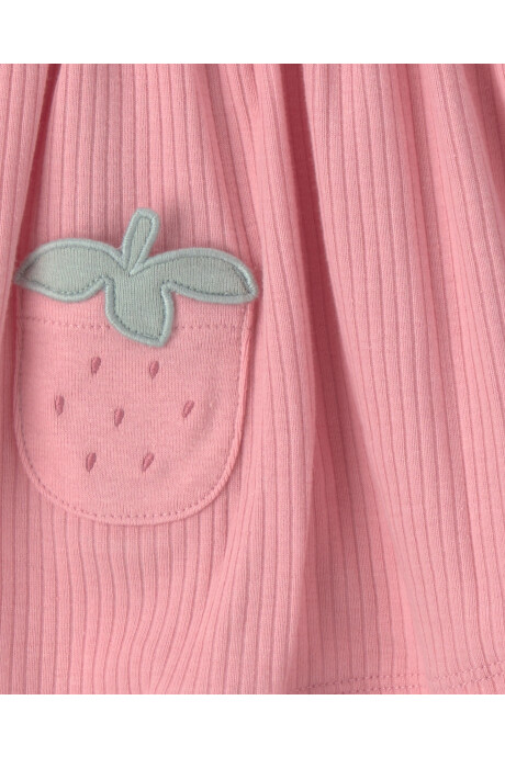 Pack dos vestidos de algodón, rosados, diseño frutillas Pack dos vestidos de algodón, rosados, diseño frutillas