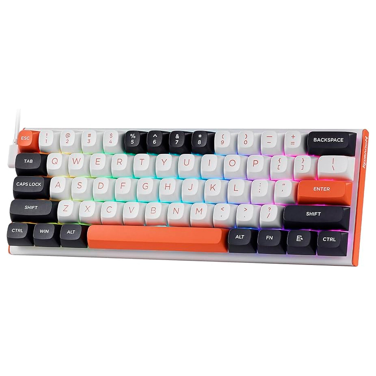 Teclado Gamer Redragon Fidd Mecánico K683 60 White Orange 