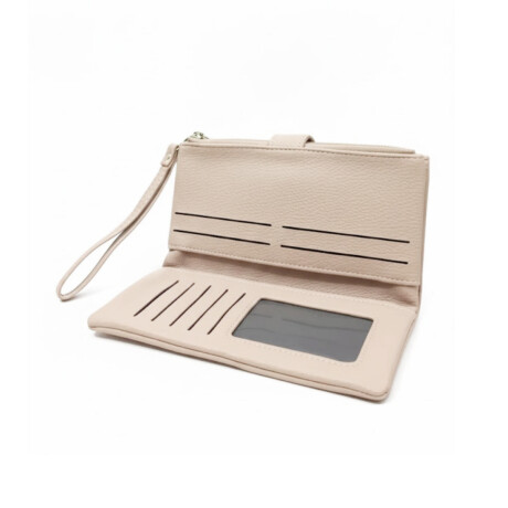 Billetera cuerina con colgante - 10x19cm Beige