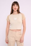 Remera estampada Beige