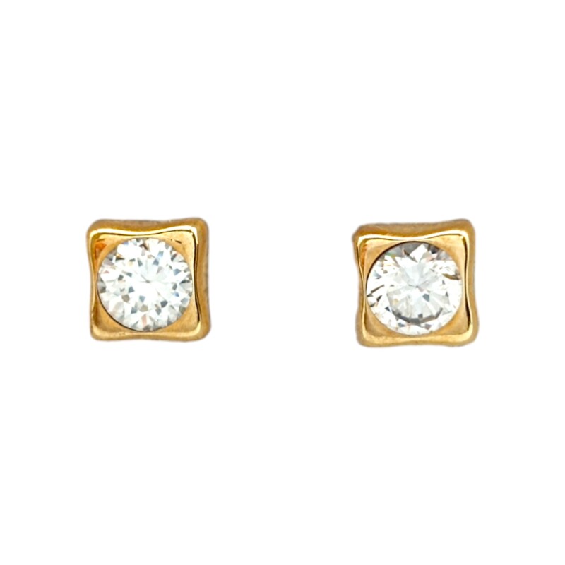 Caravanas Cuadrados de oro- Oro bajo - Zirconia blanca - CA8115 conpiedra