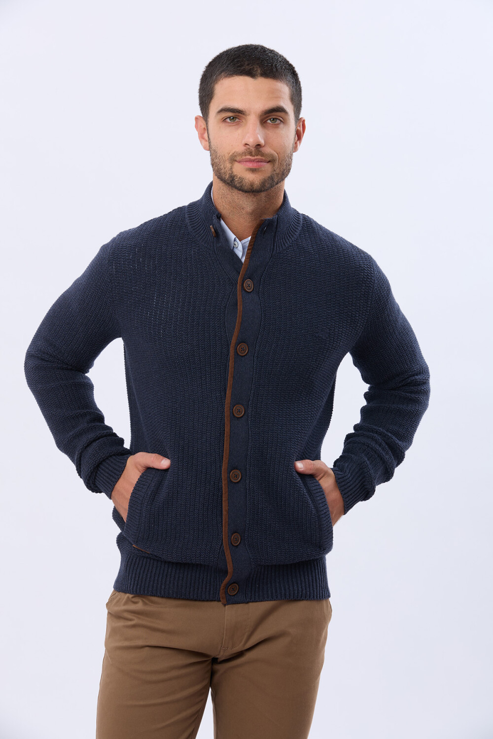 CARDIGAN GRUESO TEJIDO Azul