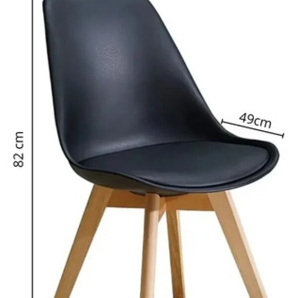 Silla Comedor Cocina Tulip Eames Acolchada Reforzada Premium Negro 1