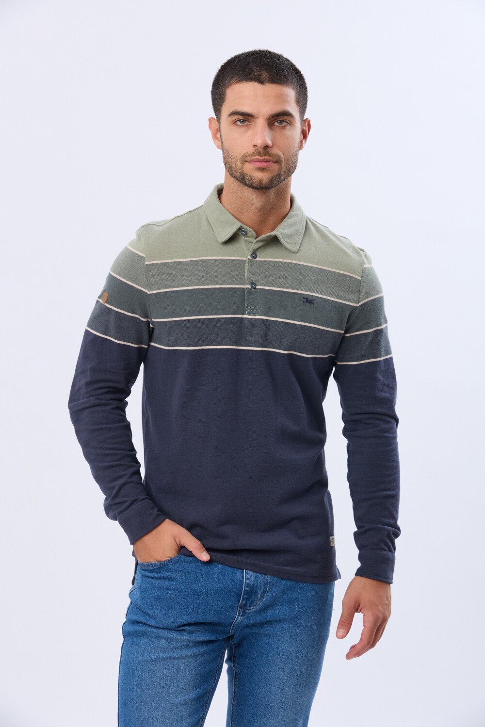 REMERA POLO PIQUE RAYADA Verde