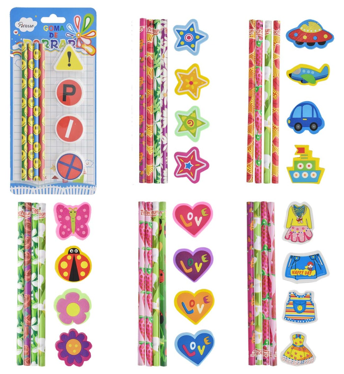 SET LAPICES X 4 UNI + 4 GOMAS PICASSO 