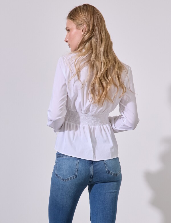 Camisa Algodon Frunce BLANCO