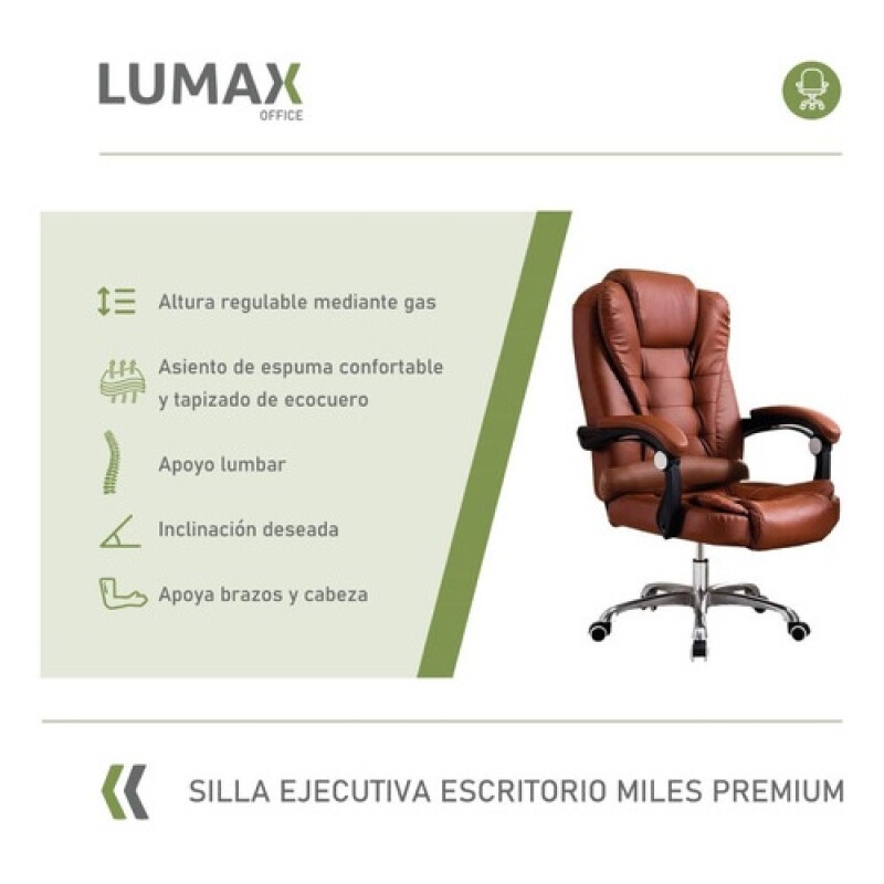 Silla Ejecutiva en cuero Lumax Modelo Miles Marrón