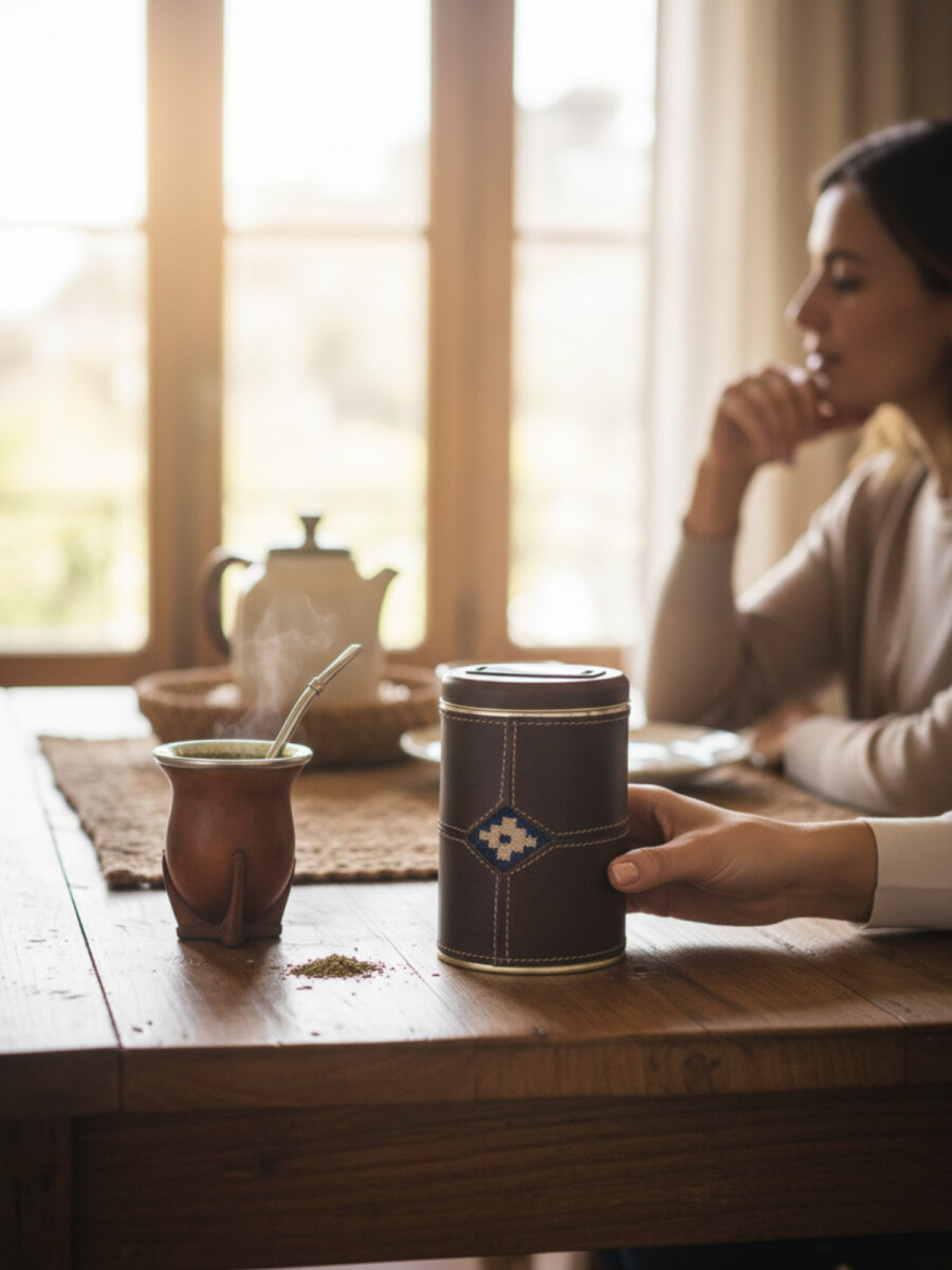 Yerbera de cuero con pico cebador 