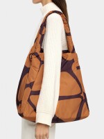 Bolso Shopper De Nylon Estampado Con Colgante naranja