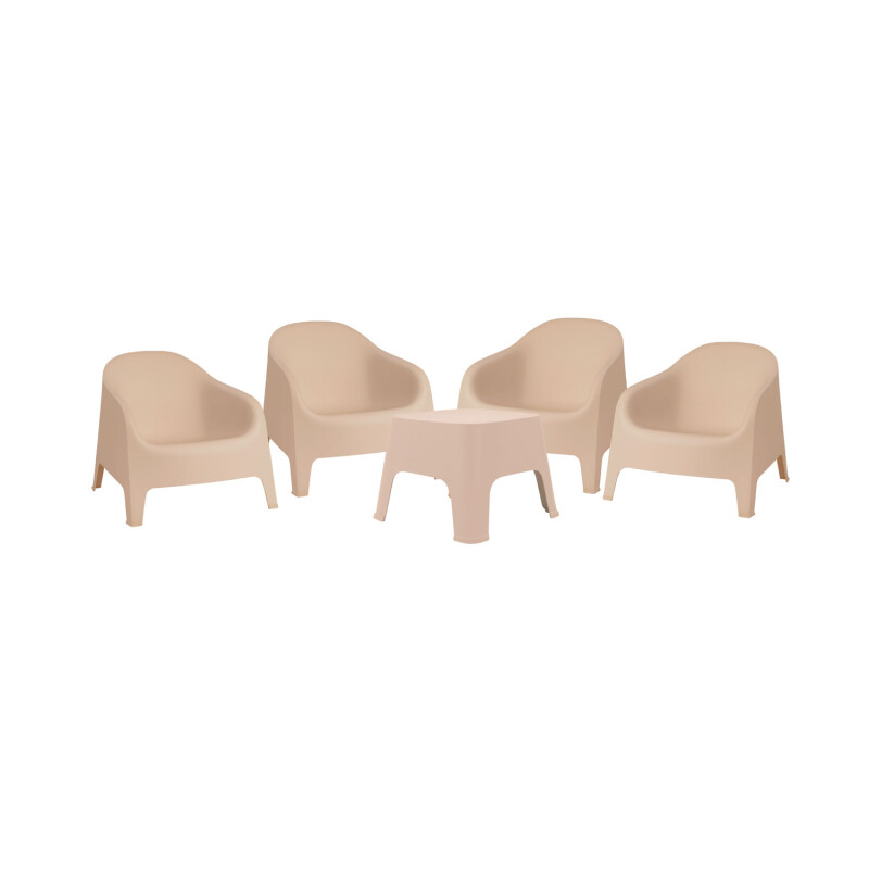 Set de 4 Sillas Skarpo + Mesa de exterior Taupe