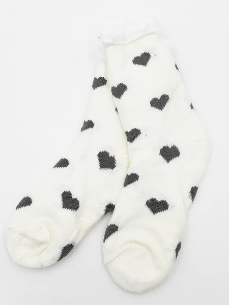 MEDIAS SHERPA CORAZONES BLANCO