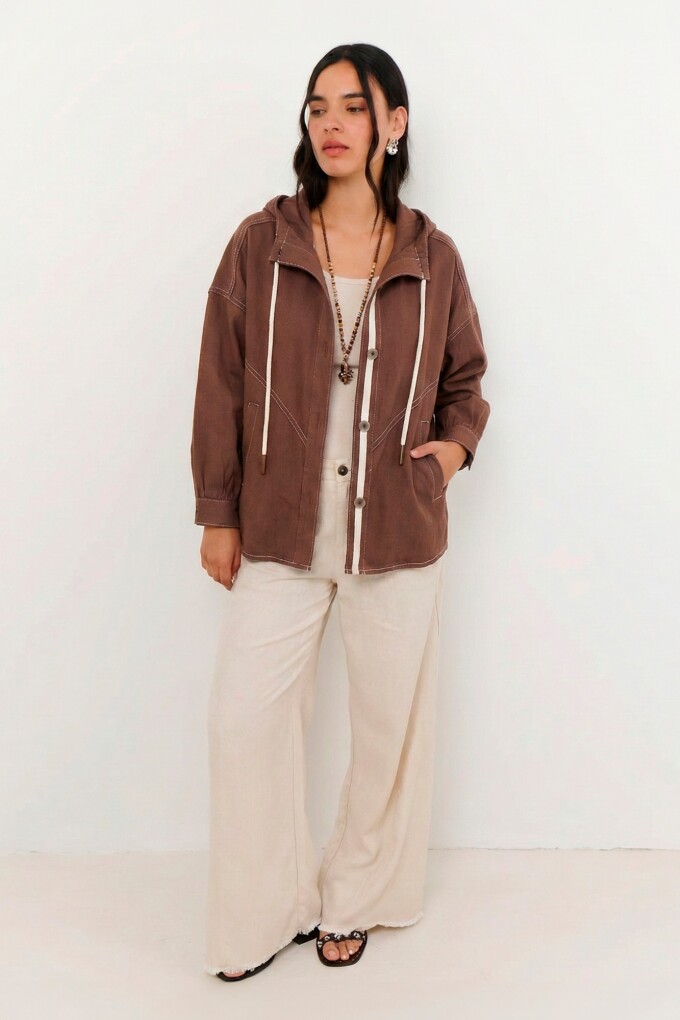 CHAQUETA LINO VERA MARRON