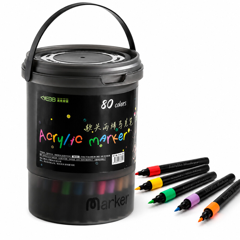 Marcadores En Balde Set De 80 Colores Estuche Redondo Marcadores En Balde Set De 80 Colores Estuche Redondo