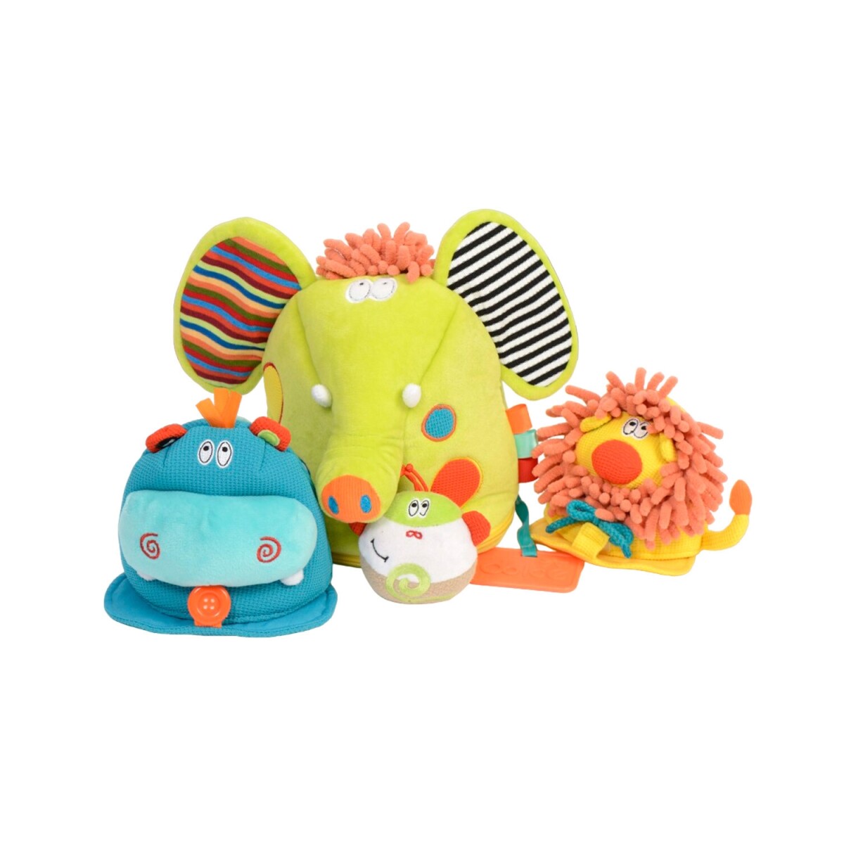 Set de 4 peluches de estimulación Dolce safari aventura 