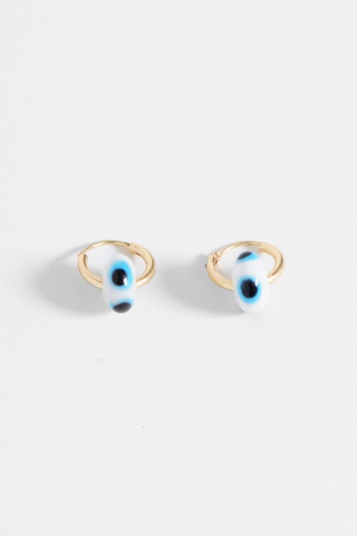 Aros con dije vidrio dorado