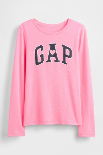 Remera Logo Gap Niña Neon Pink Rose