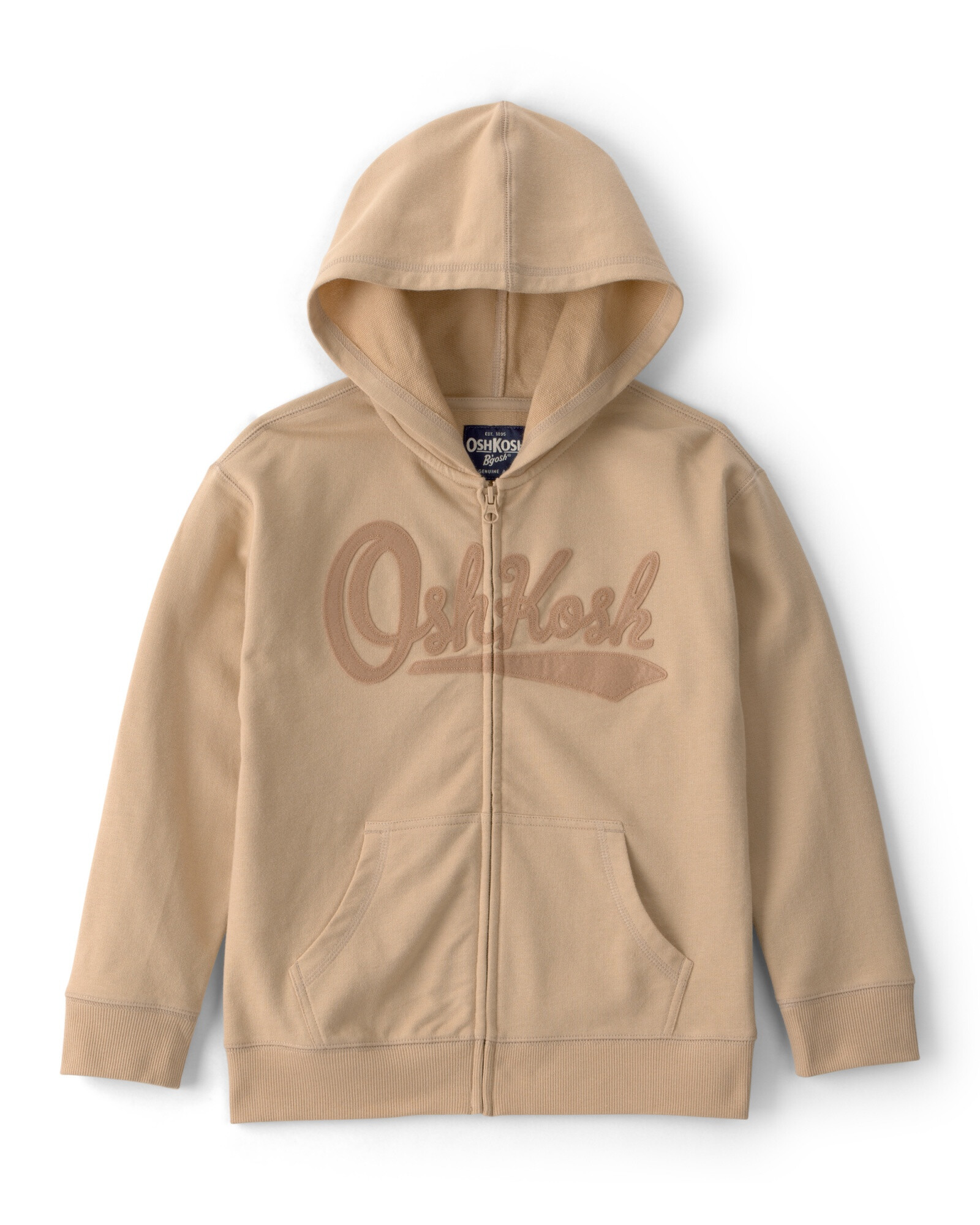 Campera de algodón, beige, con capucha y logo Sin color