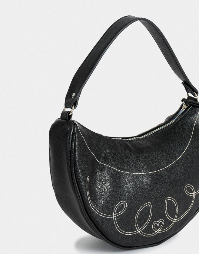 Bandoleras Boho Bandolera Con Bordado Corazón - Negro