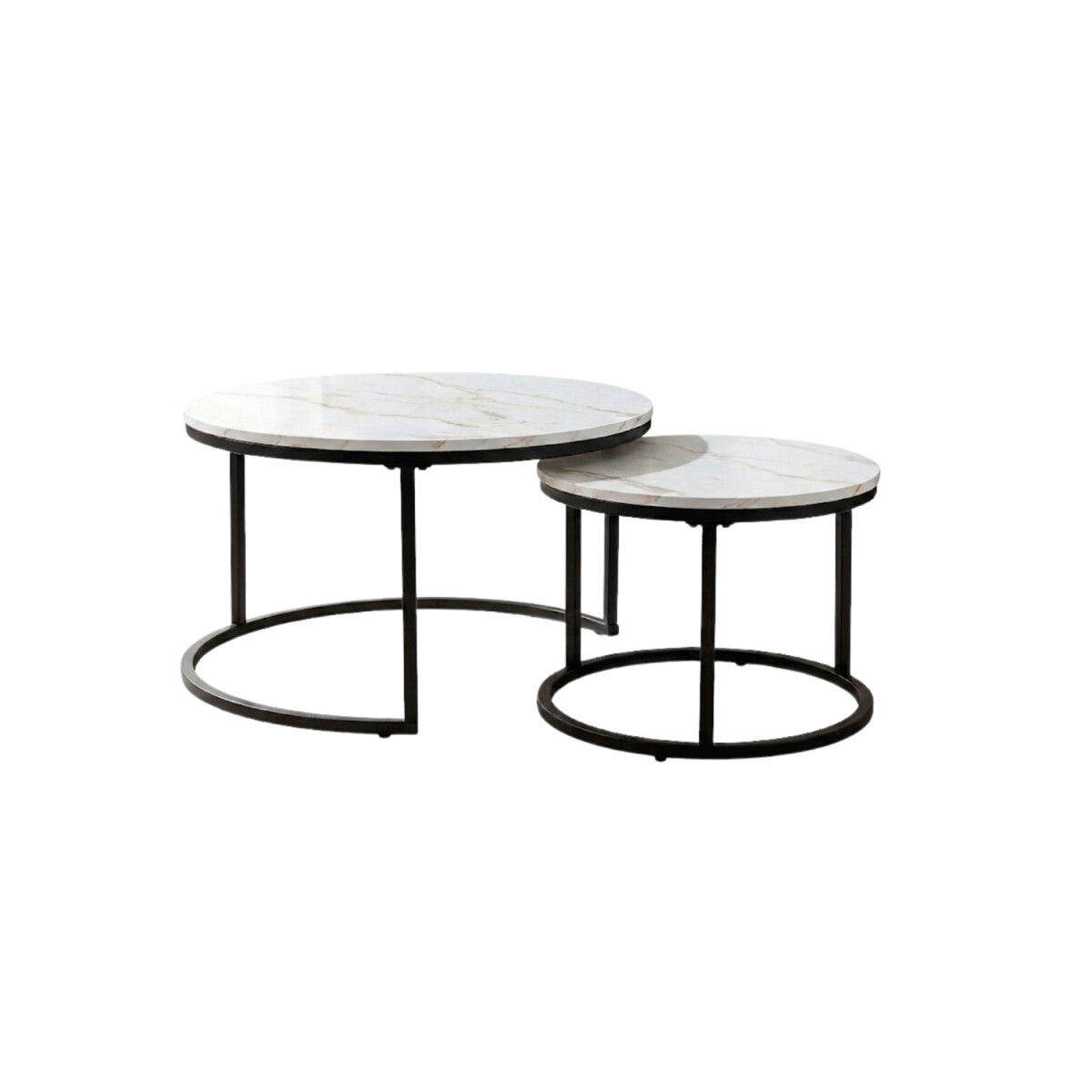 Set 2 mesas auxiliares ratonas tipo nido Doncaster - Negro/blanco 