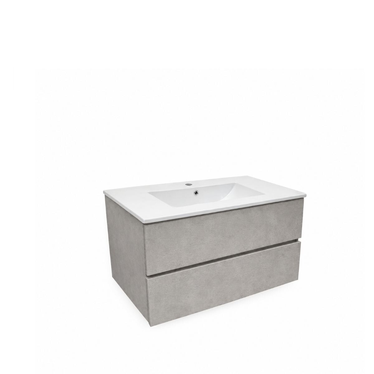 Mueble De Baño Suspendido Gris Claro 80 Cm Con Bacha Incorporada De Loza 