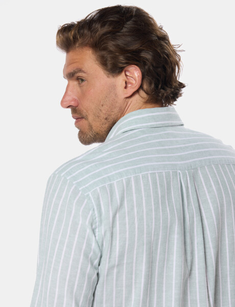CAMISA RAYADA DE LINO Verde