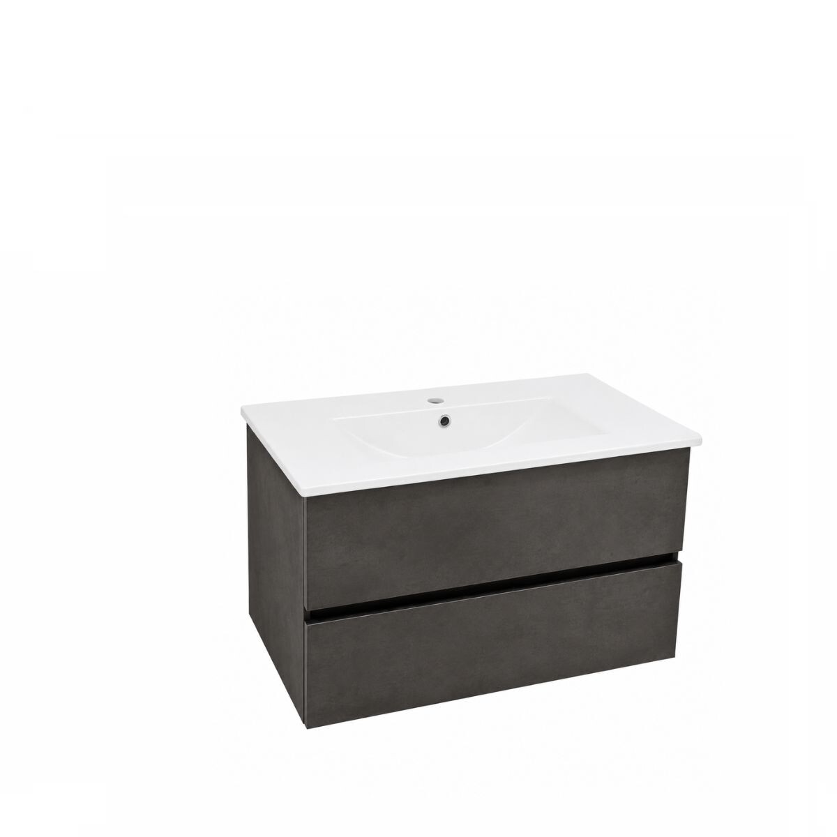 Mueble De Baño Suspendido Gris Oscuro 80 Cm Con Bacha De Loza 