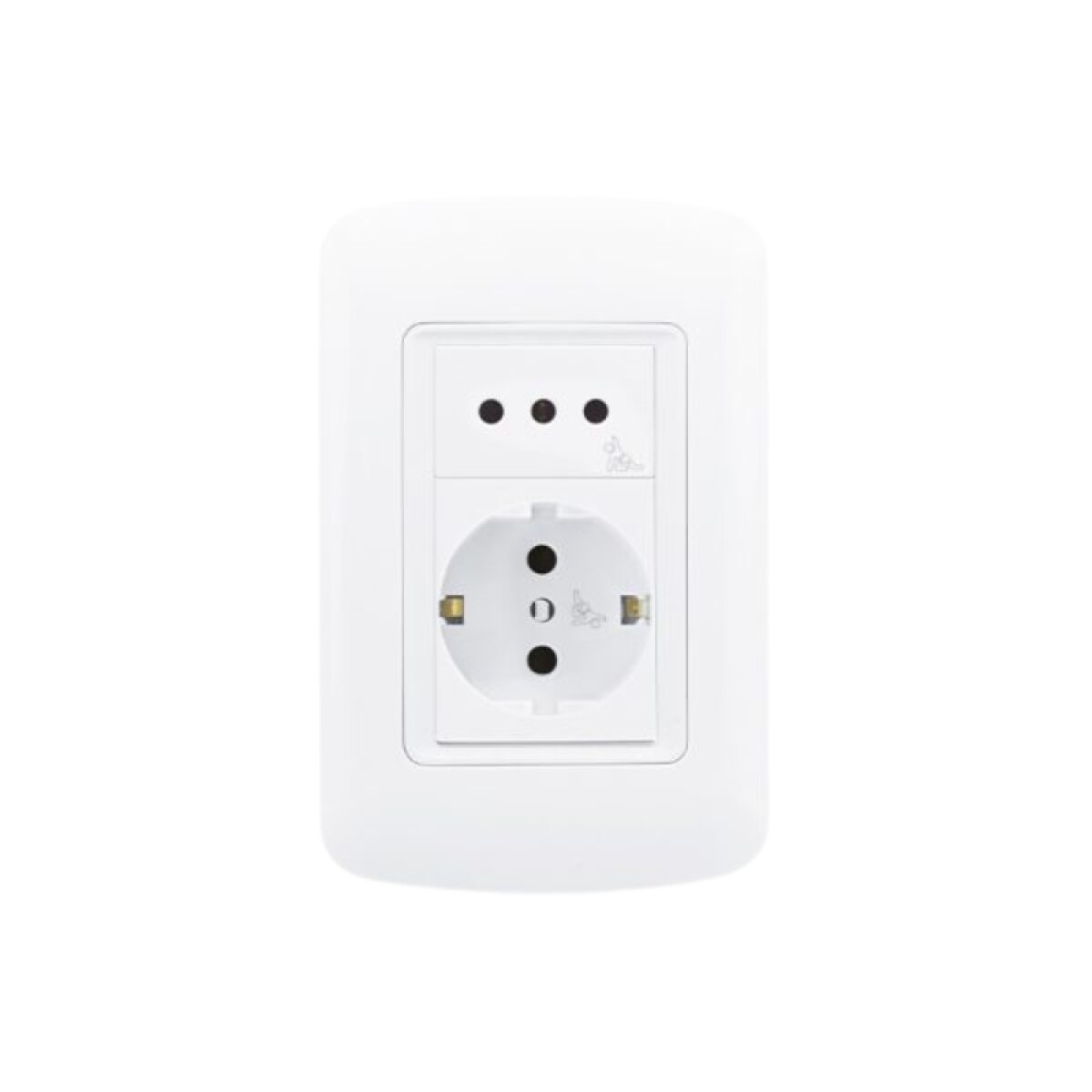 Tomacorriente Schuko 2P+T más Toma 2P+T con Seguro Atenea Plus 