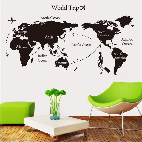 Vinilo Pared Mapa Mundi Mundo Continentes Adhesivo 80x140 Vinilo Pared Mapa Mundi Mundo Continentes Adhesivo 80x140