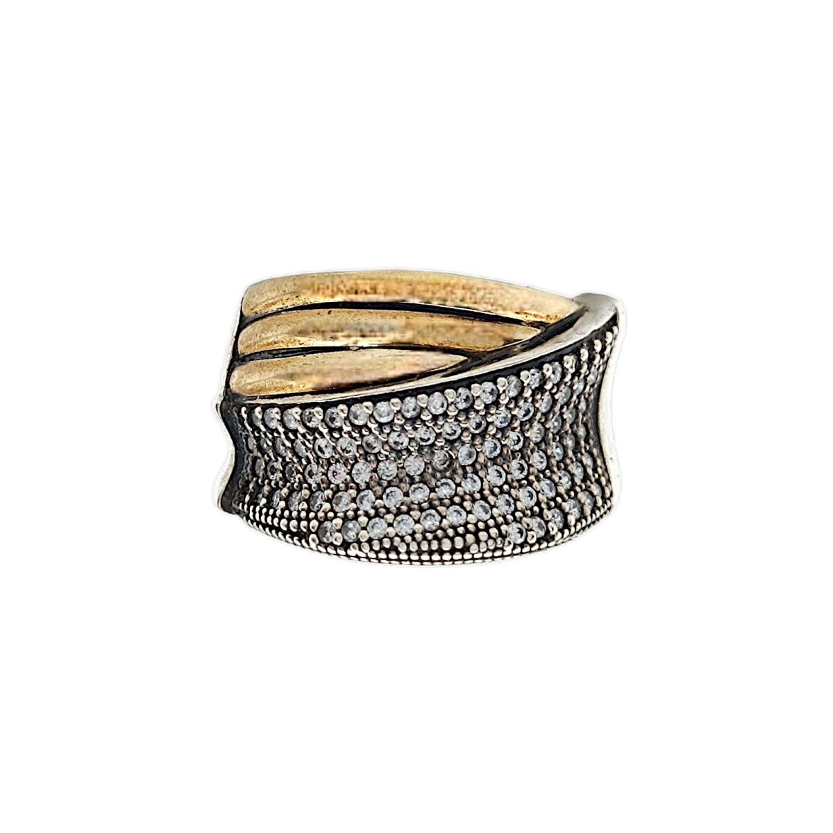 Anillo Elegante-Plata y Oro-Piedra Zirconia-AN5402 - conpiedra 