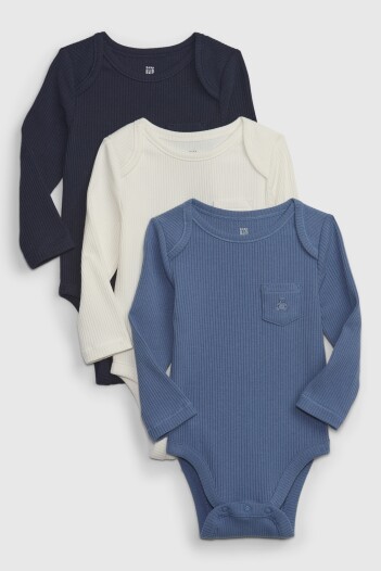 Bodies Pack X3 Manga Larga Bebe Bainbridge Blue