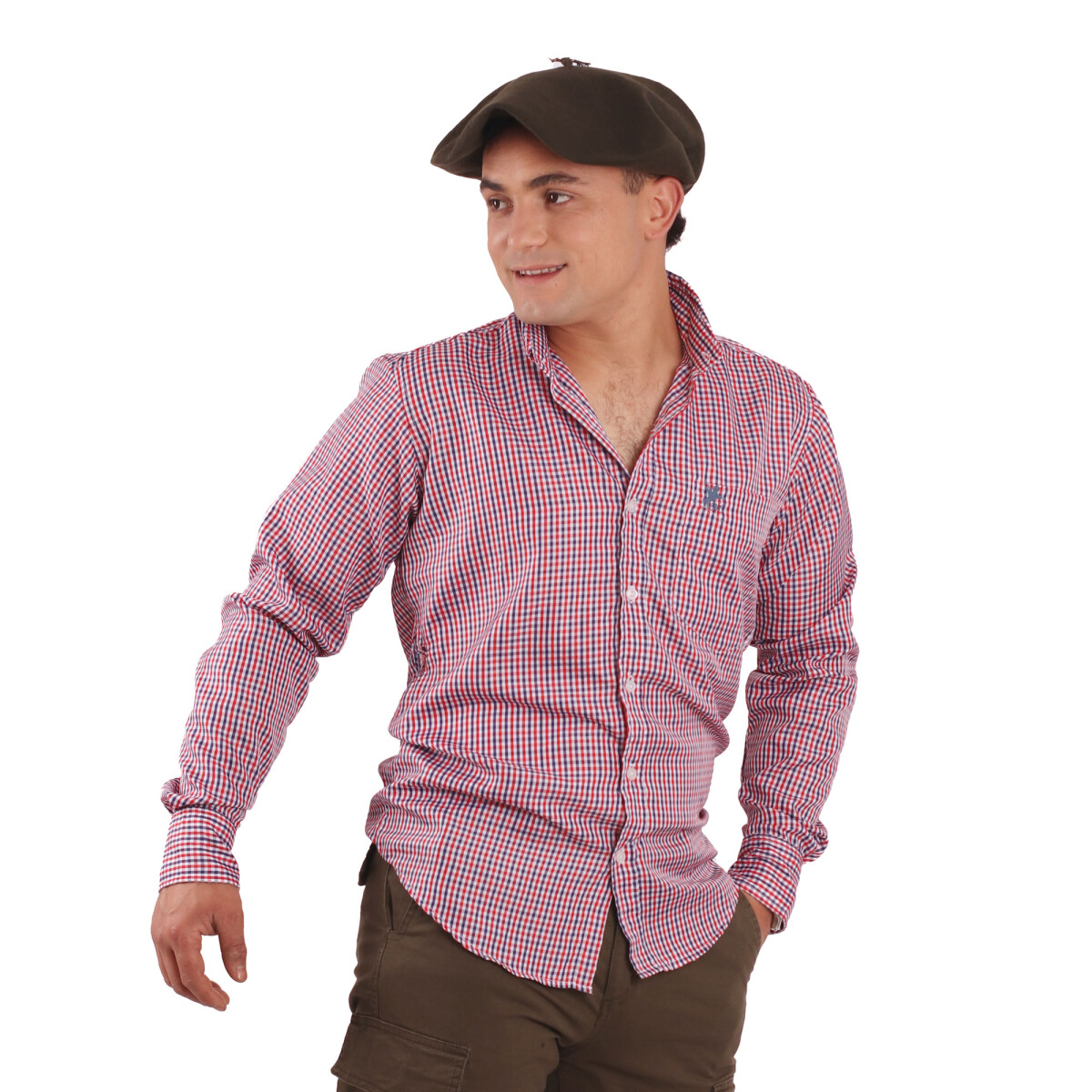 Camisa Caballero - cuadrille rojo 